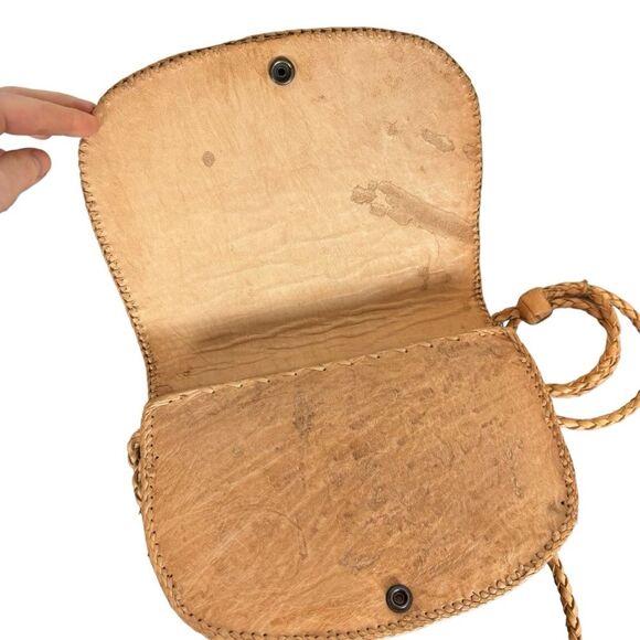 Brown Snakeskin Natural Fiber Crossbody Purse - Picture 4 of 6